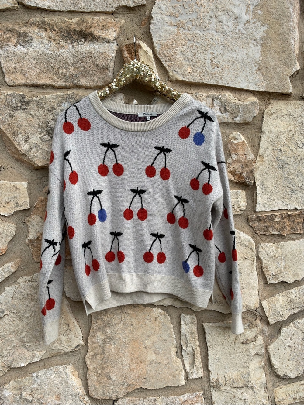 Madewell cherry sweater size medium